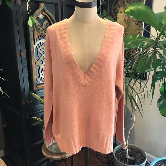 Uniq blush Back Lacing v-neck Sweater - Picture 3 of 8